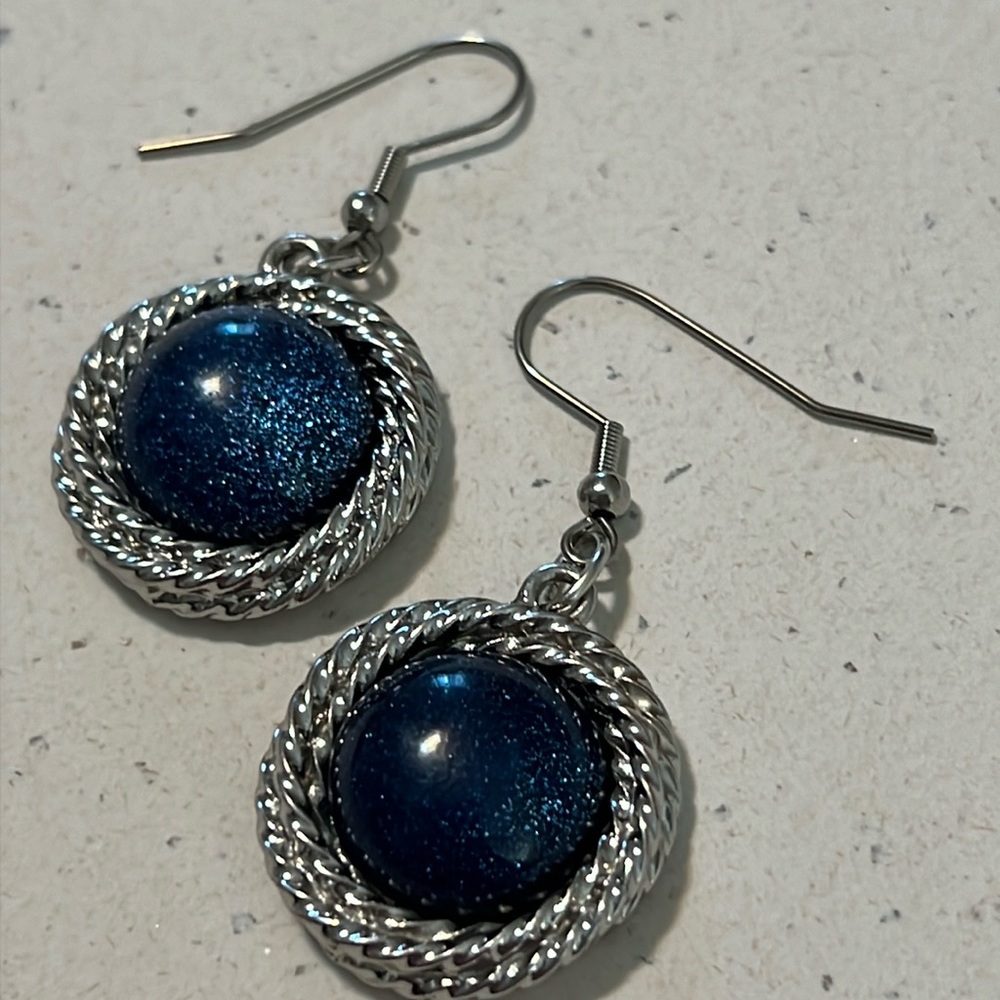 Starry Blue Earrings. - Picture 1 of 4
